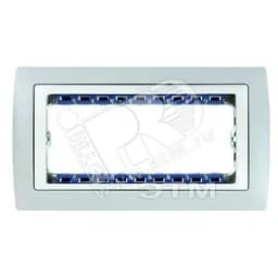 Рамка с суппортом на 5 узких модулей, S82C, серый - белый Simon