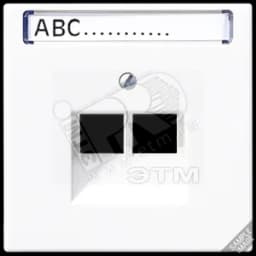 Крышка для сдвоенной телефонной и компьютерной розетки UAE с полем для надписи светло-серая