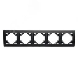 Рамка пятиместная горизонтальная, Эрна, черный Stekker