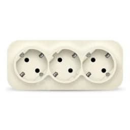 Розетка трехместная серия IONICH, с/з, о/у, 16А, 220В, слоновая кость (ivory)