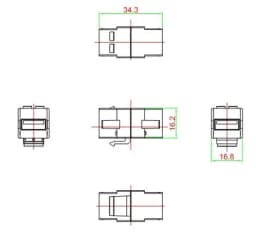 Вставка формата Keystone Jack с проходным адаптером USB 2.0 (Type A) Hyperline KJ1-USB-A2-WH