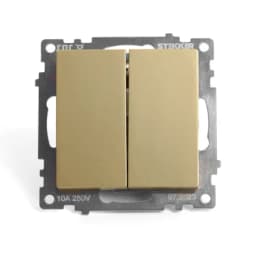 Выключатель 2клавишный механизм STEKKER GLS10710408 250В10А серия Катрин золото 49216