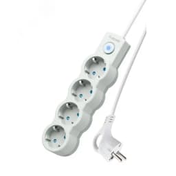Удлинитель 3м, ПВС 3х0.75 4 гнезда, заземление, выключатель 10А белый