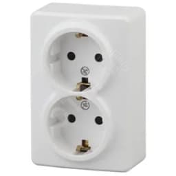 Розетка 2х2P+E Schuko, 16A-250В, ОУ, Эра Эксперт, белый, 11-2205-01