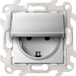 Розетка IP44 с крышкой, заземлением и шторками Schuko 2Р+Е 16A 250В~ цвета алюминий S24 Harmonie