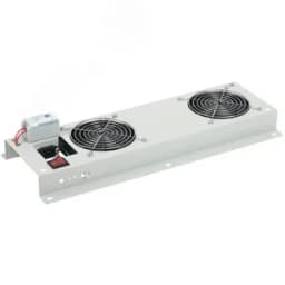 Панель вентиляторная с выключателем и термостатом 2 модуля серая