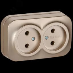 GLORY Розетка 2-местная для открытой установки без заземления без защитных шторок 10А РС22-2-ХШм шампань матовый IEK