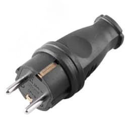 Вилка прямая с/з, каучук 250В, 16A, IP44, черный,