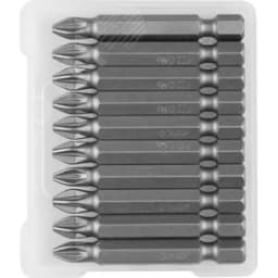 Биты "Мастер" кованые, хромомолибденовая сталь, тип хвостовика E 1/4", PZ2, 50мм, 10шт