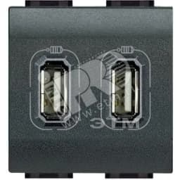 LL Разъем для зарядки 2хUSB антрацит