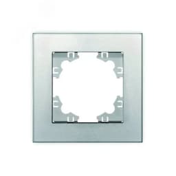 Рамка одноместная горизонтальная Афина серебро (еврослот)