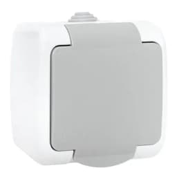 Розетка 1-м ОП Мурманск 16А IP54 с заземл. защ. шторки с крышкой сер. EKF EFR16-029-30-54