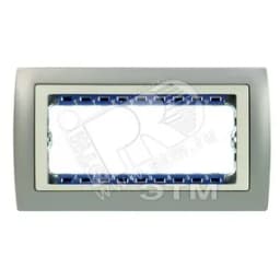 Рамка с суппортом на 8 узких модулей, S82C, алюминий - алюминий Simon