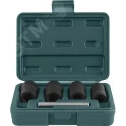 Головки спиральные для демонтажа поврежденного крепежа в наборе, 17, 19, 21, 22 мм, 5 предметов