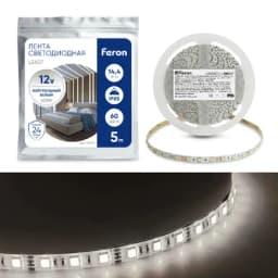 Cветодиодная LED лента Feron LS607 60SMD5050м 144Втм 5м IP65 12V 4000К 48290