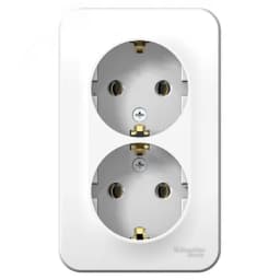 BLANCA розетка наружная двойная с заземлением без шторок с изолирующей пластиной, 16А, 250В, белый Systeme Electric