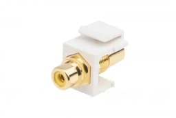 Вставка формата Keystone Jack с проходным адаптером RCA (желтый) Hyperline KJ1-RCA/YL-HG-WH