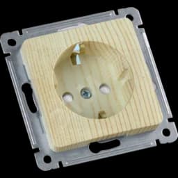 MASTER Розетка одноместная с заземляющим контактом, со шторками, скрытой установки, в рамку, сосна