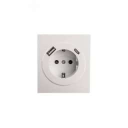 Розетка STRONG одинарная с/з скрытой установки з/ш 16А с USB A+C быстрой зарядки 5В/3А механизм жемчуг