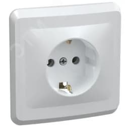 Розетка РС10-3-ВБ одноместная с заземляющим контактом без защитных шторок 16А ВЕГА белый