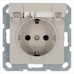 Розетка 1-м Shuko 16А IP20 с заземл. защ. шторки с крышкой механизм тауп Jasmart G5505T