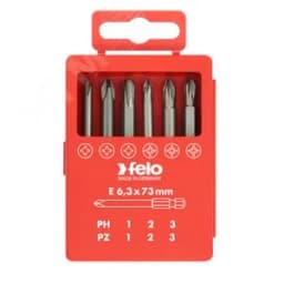 Набор бит PZ/PH Industrial 73 мм в кейсе, 6 шт