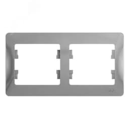 GLOSSA Рамка горизонтальная 2 поста алюминий