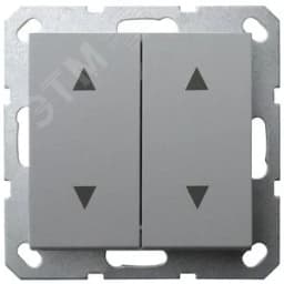 Выключатель двухклавишный для штор 10A 250V~ с накладкой, цвет Алюминий