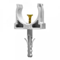 Крепеж-клипса с дюбелем и саморезом серая д20 (100шт/1200шт уп/кор)