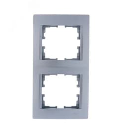 KARINA Рамка 2-ая вертикальная б/вст матовое серебро (10шт/120шт) Lezard