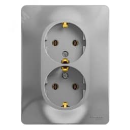 GLOSSA Розетка двойная с заземлением в сборе алюминий Systeme Electric
