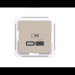 ATLASDESIGN USB РОЗЕТКА тип-C 65Вт высокоскор.заряд. QC,PD, механизм, ПЕСОЧНЫЙ