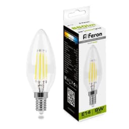 Лампа светодиодная Feron LB73 Свеча E14 9W 4000K 25958