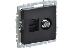 Розетка компьютерная + телевизионная 2-м Brite РТВ/РК12-БрА RJ45 кат.5E + TV механизм алюм. IEK BR-AK20-1-K47