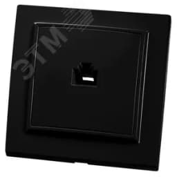 Розетка компьютерная одноместная RJ-45, серия Эрна, черный, Stekker