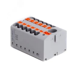 Блок распределительный, зажим push-in, 1 ввод 6 кв.мм, 12 точек подключения 2,5 кв.мм, серый