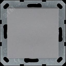 Выключатель одноклавишный проходной 10A 250V~ с накладкой, цвет Алюминий