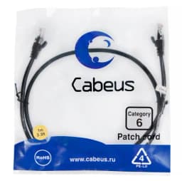 Патч-корд Cabeus PC-UTP-RJ45-Cat.6-1m-BK (U/UTP, CAT.6, PVC, 1 м, черный) (8663c)