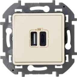 Зарядное устройство с двумя USB разьемами A C 240В/5В 3000мА INSPIRIA слоновая кость