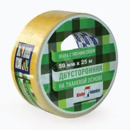 Двусторонняя лента 50мм х 10м ткань в индивидуальной упаковке Klebebander /36