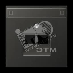 Крышка для сдвоенной телефонной и компютерной розетки  UAE с полем для надписи  антрацит