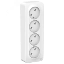 BLANCA Розетка наружная 4-я без заземления без шторок с изолирующей пластиной, 16А, 250В, белый