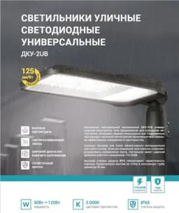 Светильник уличный линзованный светодиодный ДКУ-2UB 120Вт 230В 5000К 15000лм 125лм/Вт универсальный IP65 NEOX 4690612057439