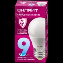 Лампа светодиодная 9вт OLL-G45-9-230-6.5K-E27-FR PRO 90-240В ОНЛАЙТ