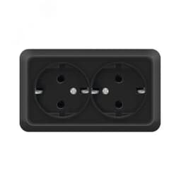 Розетка двухместная UNIVersal серия Олимп с/з, о/у, 16А, 220В, черная