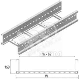 Кабельный лоток лестничного типа серии HEAVY, высота - 150 мм, ширина - 500 мм, длина - 6000 мм, кратность - 6м, I6 - Нержавеющая сталь (316) VERGOKAN