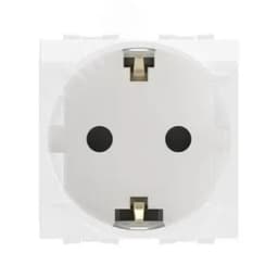 BRAVA Розетка 2 модуля с заземлением со шторками белая