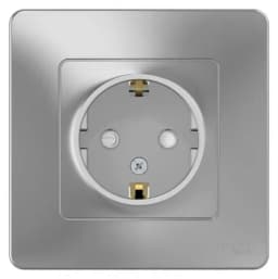 Розетка 1-м СП Blanca 16А IP20 250В с заземл. защ. шторки алюм. SE BLNRS001113