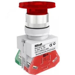 Кнопка красная с фиксацией AEAL-22 Гриб с подсветкой неон 220В ВK-22