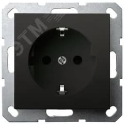Розетка Schuko с защитными шторками 16A 250V~ 2P+T, цвет черный матовый (soft touch)
